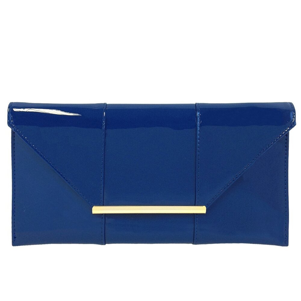 1761 Faux Patent Leather Envelope Candy Clutch, Royal Blue